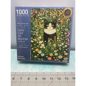 Momo Lychee 1000 Piece Cow Cat in Bloom Jigsaw  puzzle with Poster Included
